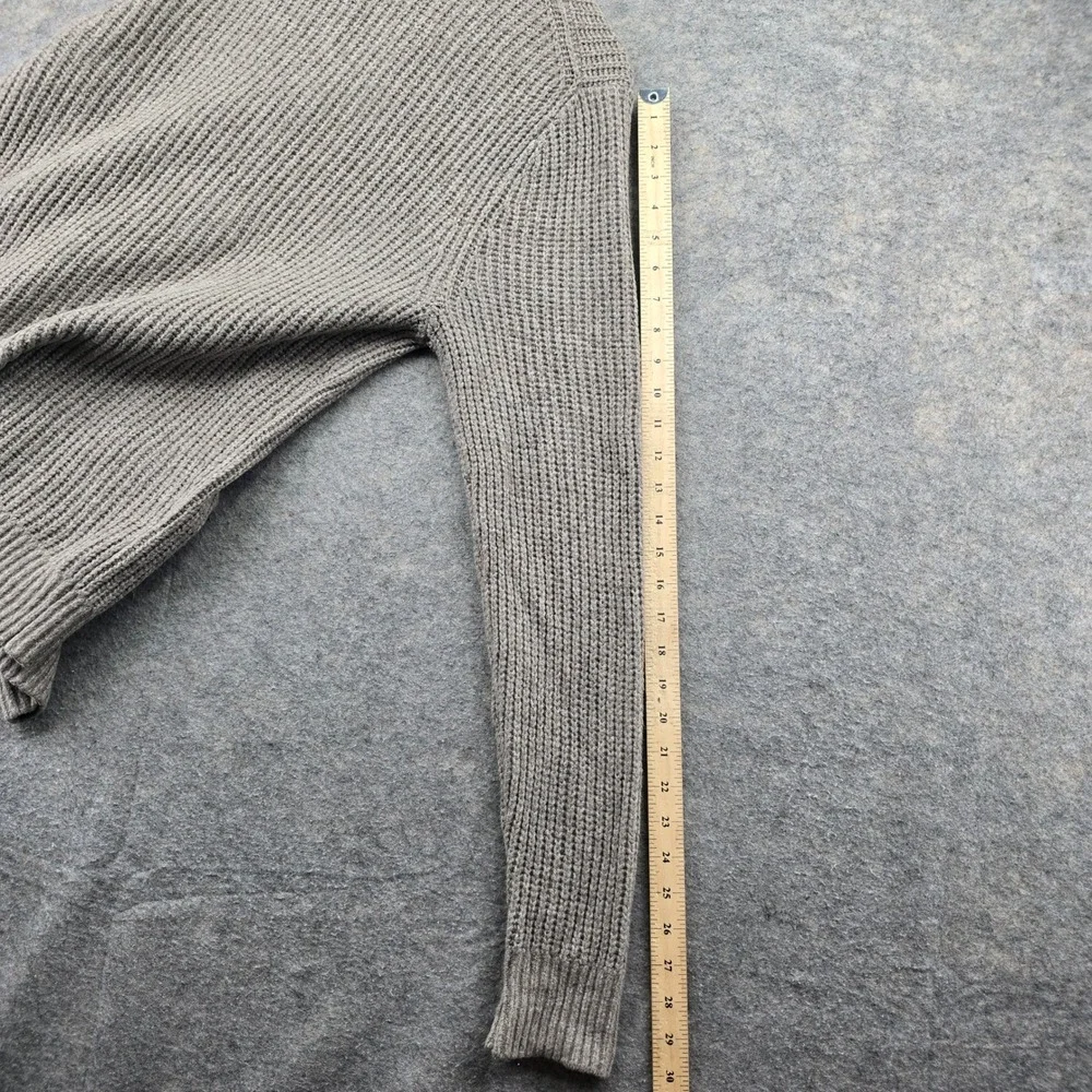 Abercrombie Fitch Mens L Cardigan Sweater Taupe Grey Cotton Knit Shawl Collar